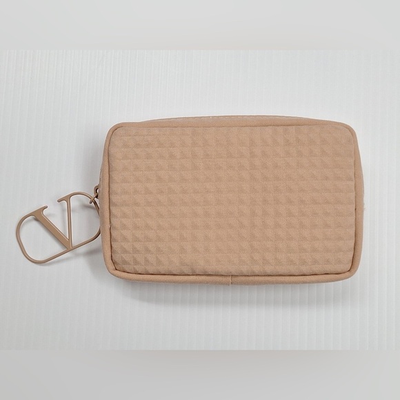 Valentino V Logo Studded Cream Mini Clutch Pouch Bag NWT - Picture 1 of 2